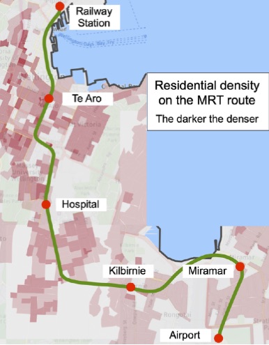 Residential density on the MRT route